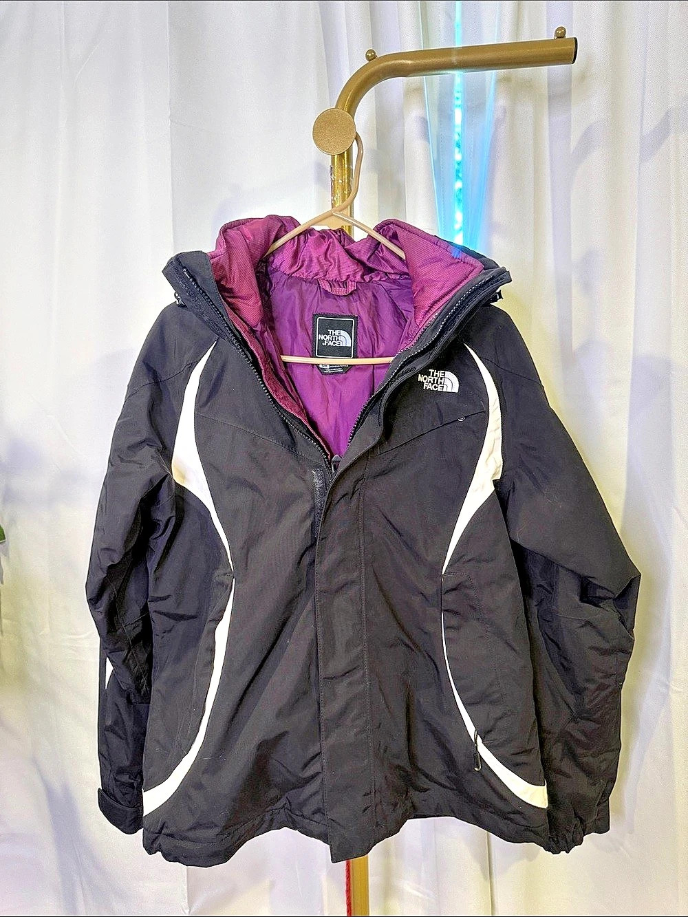 The North Face Color Block Ski Jacket Black & Purple Small